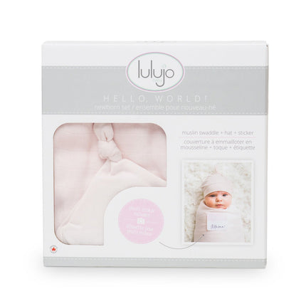 Lulujo Hydrofiele Doek Met Muts En Sticker Pink - Lulujo - Babywinkel - 628233456489