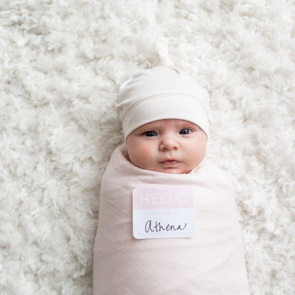 Lulujo Hydrofiele Doek Met Muts En Sticker Pink - Lulujo - Babywinkel - 628233456489