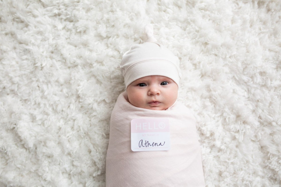 Lulujo Hydrofiele Doek Met Muts En Sticker Pink - Lulujo - Babywinkel - 628233456489