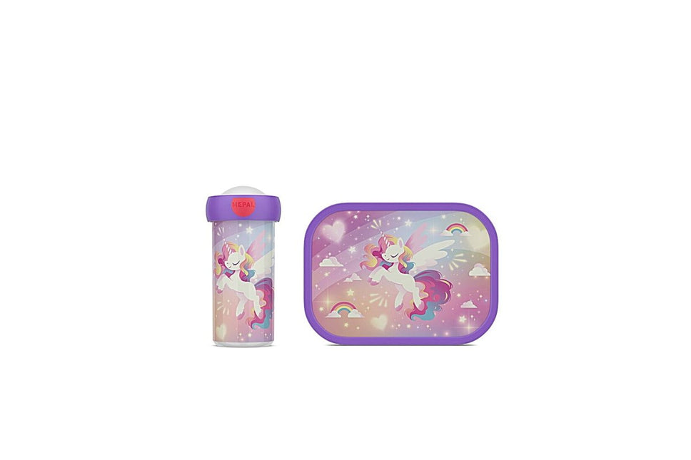 Lunchset Campus Schoolbeker en Lunchbox Unicorn Glow - Babywinkel - 8720294058564