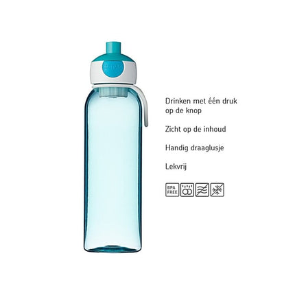 Mepal Waterfles Kind Pop - Up Campus 500ml Blue - Mepal - Babywinkel - 8711269949659