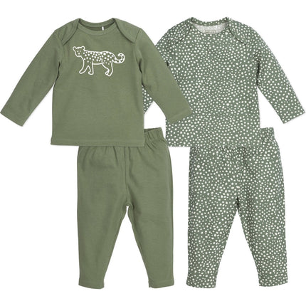 Meyco Baby Pyjama 2St Cheetah Forestgreen 100% Katoen - Meyco - Babywinkel - 4054703827118