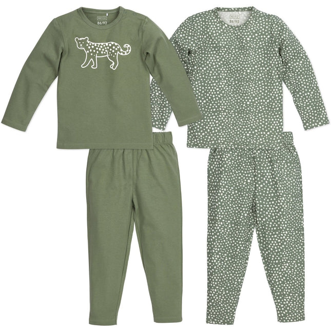 Meyco Baby Pyjama 2St Cheetah Forestgreen - Meyco - Babywinkel - 4054703820119