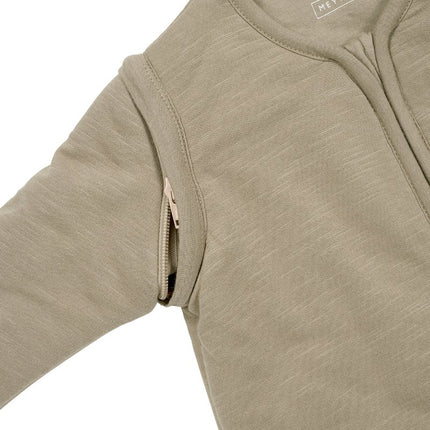 Meyco Baby Slub Met Smile Applicatie Baby Slaapzak Met Afritsbare Mouwen Taupe/Offwhite - Meyco - Babywinkel - 4054703841633