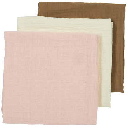 Meyco Hydrofiele Doek 3St Offwhite/ Soft Pink /Toffee - Meyco - Babywinkel - 4054703489811