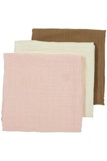 Meyco Hydrofiele Doek 3St Offwhite/ Soft Pink /Toffee - Meyco - Babywinkel - 4054703489811