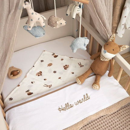 Meyco Ledikantlaken Hello World Taupe 100X150cm - Meyco - Babywinkel - 4054703164022