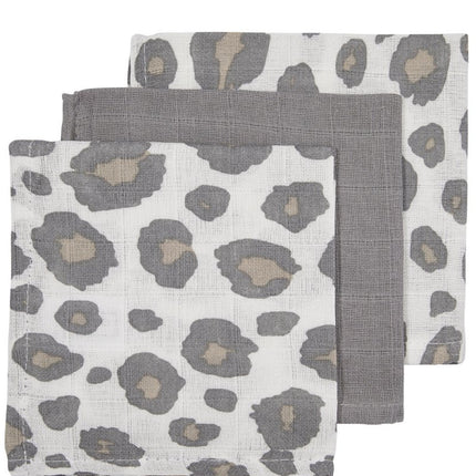 Meyco Monddoekje 3St Panter Neutral/Grijs/Panter Neutral - Meyco - Babywinkel - 4054703457216
