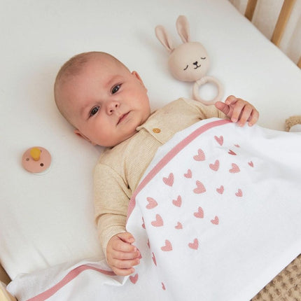 Meyco Wieglaken Hearts Old Pink 75X100cm - Meyco - Babywinkel - 4054703164213