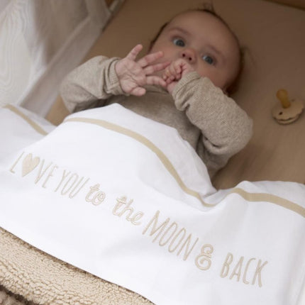 Meyco Wieglaken Love You To The Moon & Back Sand 75X100cm - Meyco - Babywinkel - 4054703148336