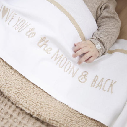 Meyco Wieglaken Love You To The Moon & Back Sand 75X100cm - Meyco - Babywinkel - 4054703148336