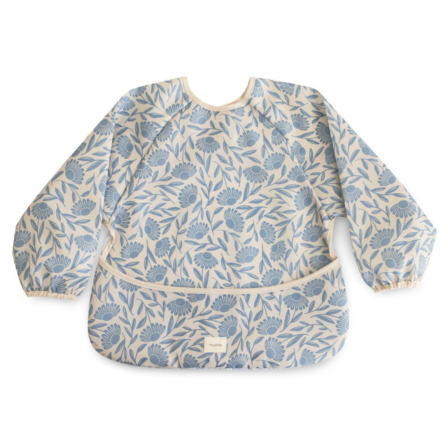 MUSHIE - LONG SLEEVE BIB - Blue Flowers