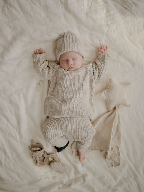 Mushie Baby Sweater Chunky Knit Beige - Mushie - Babywinkel - 810052468501
