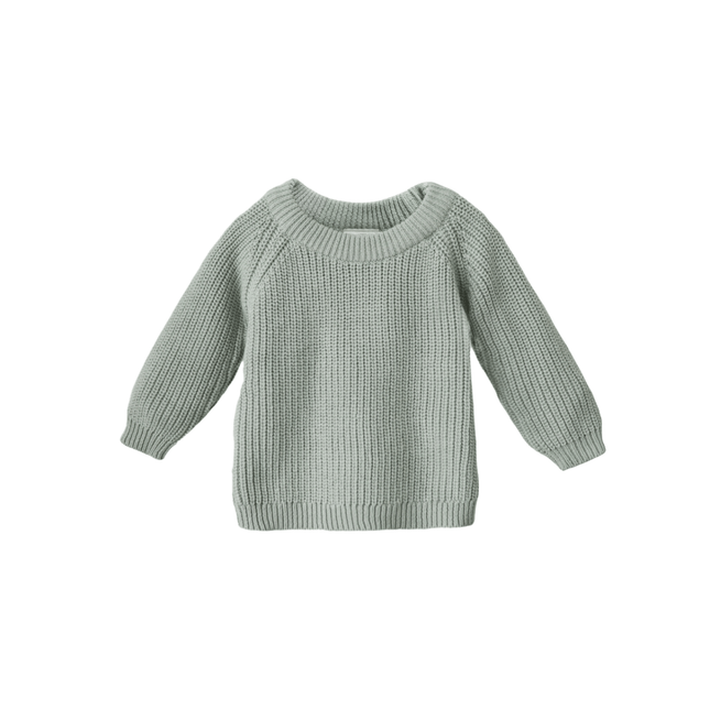 Mushie Baby Sweater Chunky Knit Light Mint - Mushie - Babywinkel - 810052468860
