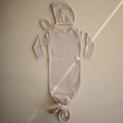 Mushie Babymutsje Bonnet Beige Melange - Mushie - Babywinkel - 810052465234