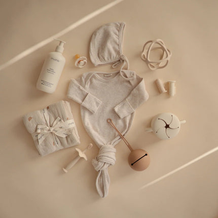 Mushie Babymutsje Bonnet Beige Melange - Mushie - Babywinkel - 810052465234