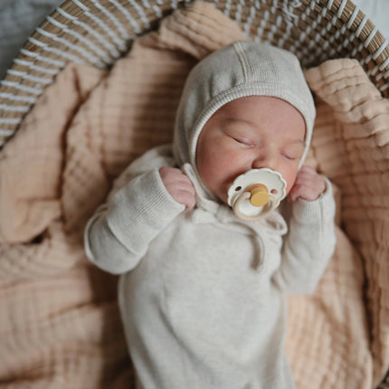 Mushie Babymutsje Bonnet Beige Melange - Mushie - Babywinkel - 810052465234