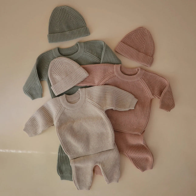 Mushie Babymutsje Chunky Knit Light Mint - Mushie - Babywinkel - 810052468808