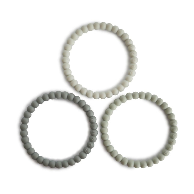 Mushie Bijtring Armband Siliconen Tea/Cool Gray/Sea 3st - Mushie - Babywinkel - 810052462035