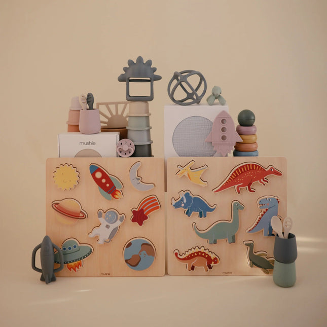 Mushie Puzzel Wooden Dino - Mushie - Babywinkel - 840355800999