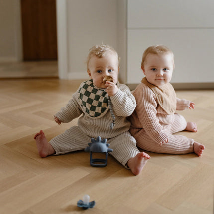 Mushie Slabbetje Olive Check/Naturel Check 2St - Mushie - Babywinkel - 810052469621