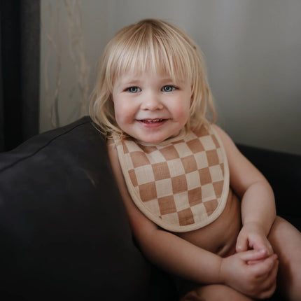 Mushie Slabbetje Olive Check/Naturel Check 2St - Mushie - Babywinkel - 810052469621