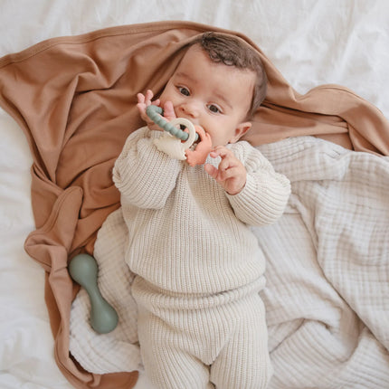 Mushie Wiegdeken Ribbed Tan - Mushie - Babywinkel - 810052469409