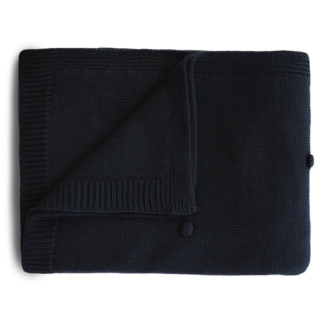 Mushie Wiegdeken Textured Dots Dark Navy - Mushie - Babywinkel - 810052462110