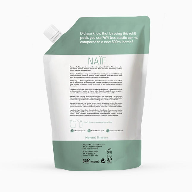 Naif Baby Shampoo Navulverpakking 500ml - Naif - Babywinkel - 8720254710594
