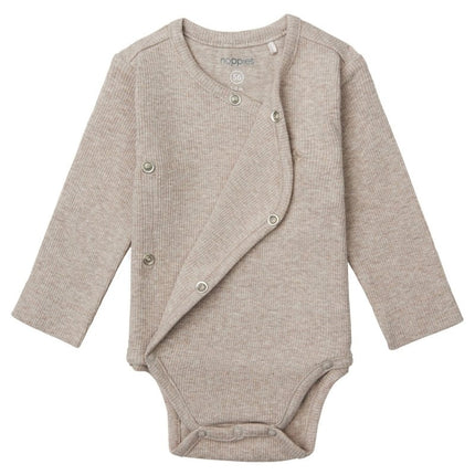 Noppies Romper Lange Mouwen Rib Nino Taupe Melange koop je bij Babywinkel