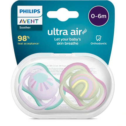 Philips Avent Fopspeen +0 Maanden Air Zon/Regenboog Girl - Philips Avent - Babywinkel - 8720689012706