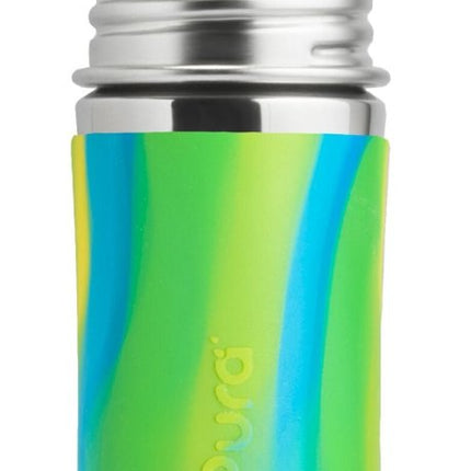 Pura Babyfles Rietje Rvs 325Ml Set Aqua Swirl 4 delig - Pura - Babywinkel - 853766006744