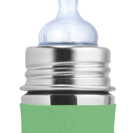 Pura Babyfles Rvs 150 Ml + Silicone Speen Slow Flow + Silicone Reisdop + Moss Sleeve - Pura - Babywinkel - 850038571009