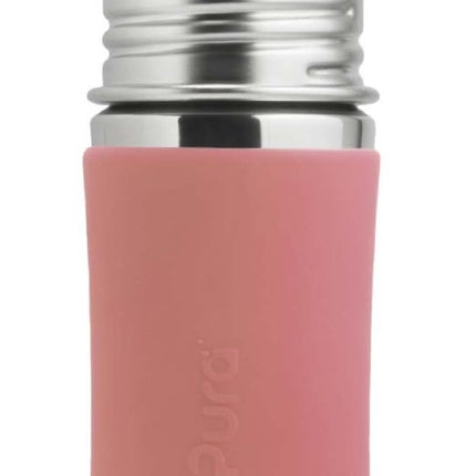 Pura Babyfles Rvs 325 Ml + Silicone Speen Medium Flow + Silicone Reisdop + Rose Sleeve - Pura - Babywinkel - 858312007596