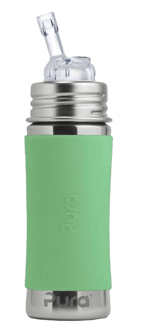 Pura Rietjesbeker Rvs 325 Ml + Silicone Rietje + Silicone Reisdop + Moss Sleeve - Pura - Babywinkel - 897261002948