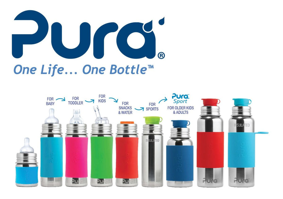 Pura Rietjesbeker Rvs 325 Ml + Silicone Rietje + Silicone Reisdop + Unicorn Sleeve - Pura - Babywinkel - 850038571252