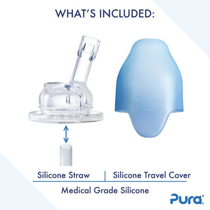 Pura Rietjesbeker Rvs 325 Ml + Silicone Rietje + Silicone Reisdop + Unicorn Sleeve - Pura - Babywinkel - 850038571252