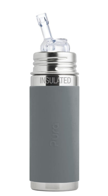 Pura Thermosfles Rietje Rvs 260Ml Set Grijs 4 delig - Pura - Babywinkel - 858312007398
