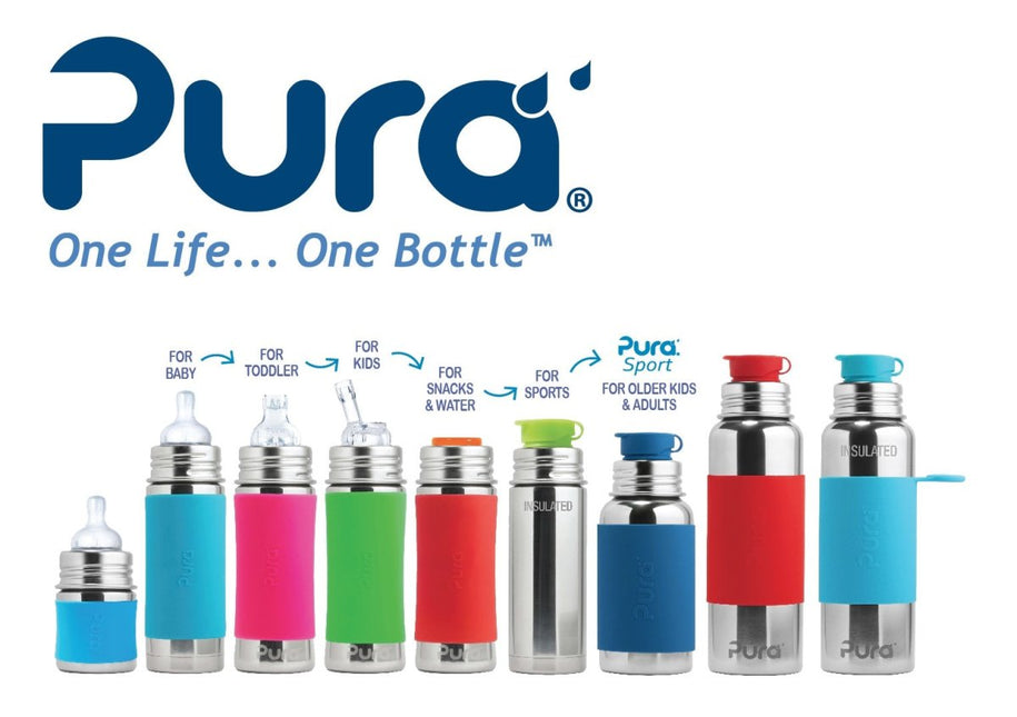 Pura Thermosfles Rietje Rvs 260Ml Set Groen 4 delig - Pura - Babywinkel - 853766006515