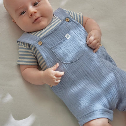 Romper korte mouw blauw Stone Blue stripe koop je bij Babywinkel