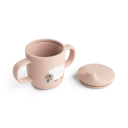 Siliconen drinkbeker met tuit en handvatten Tiny farm Powder koop je bij Babywinkel