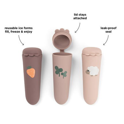 Siliconen ijsjesvorm 3 - pack Tiny Farm Powder koop je bij Babywinkel