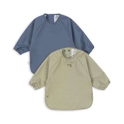 Slabbetjes Met Mouwen TEA STRIPE/FLINT STONE 2st - Babywinkel - 5715681098745