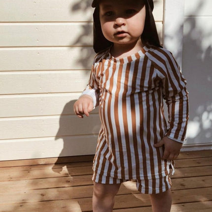 Slipstop UV Shirt Cognac Stripe - Babywinkel - 8683555253958