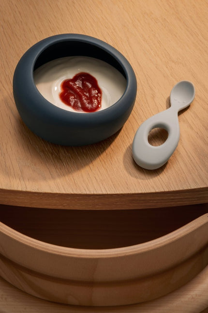 Sparia Bowl w Spoon Whale blue / Dove blue - Babywinkel - 5715493492526