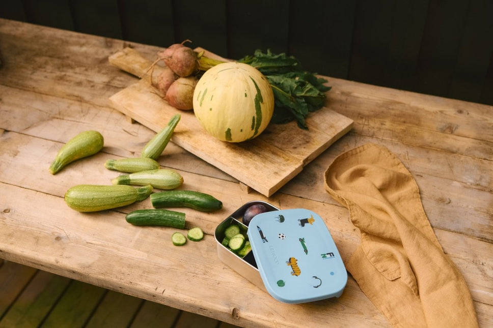 Stainless Steel Lunchbox Fun / Beach Blue koop je bij Babywinkel