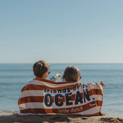 Strand handdoek Ocean world Brown Stripe koop je bij Babywinkel