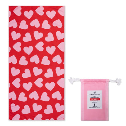 Swim Essentials Hearts Red Beach Towel - Babywinkel - 8721197417342