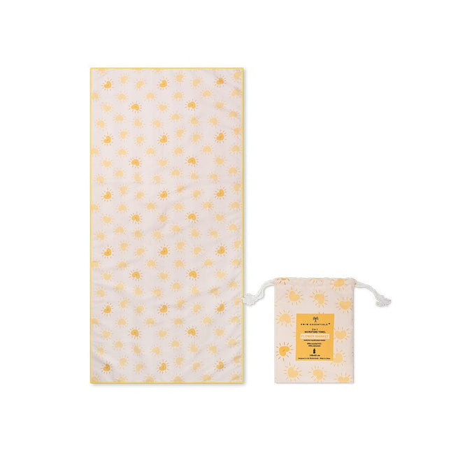 Swim Essentials Microvezel Strandlaken – Yellow Flower (135 × 65 cm) koop je bij Babywinkel