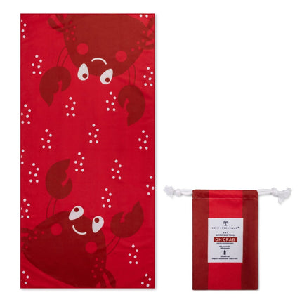 Swim Essentials Oh Crab Red Beach Towel - Babywinkel - 8721197417328